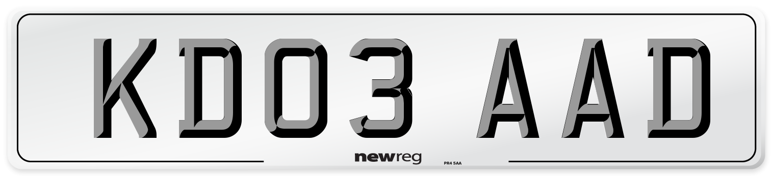KD03 AAD Number Plate from New Reg